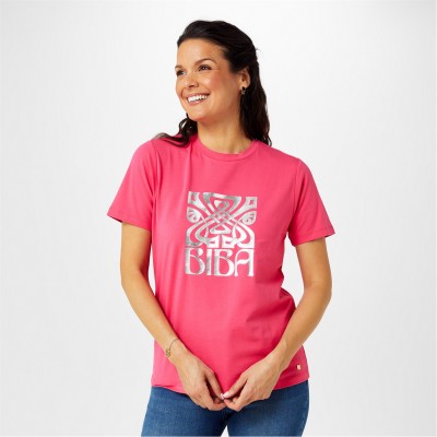 тениска,дамски,топове,biba,biba,logo,t,shirt,raspberry