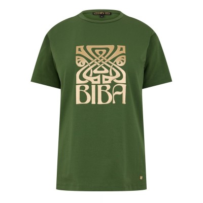 тениска,дамски,топове,biba,logo,t,shirt,khaki,logo