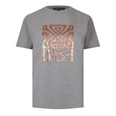 тениска,дамски,топове,biba,biba,logo,t,shirt,lds,grey,marl
