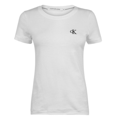 тениска,дамски,топове,calvin,klein,jeans,calvin,embroidered,logo,slim,fit,t,shirt,bright,white