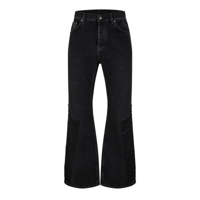 дънки,мъжки,дънки,off,white,men's,flare,distressed,patchwork,jeans,vintage,black