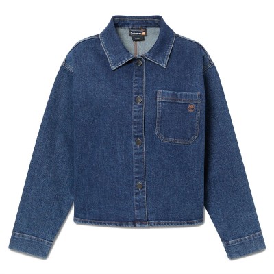 дамско,яке,дамски,якета,и,палта,timberland,women,s,long,sleeve,oversized,fit,denim,jacket,slate,blue