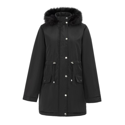 дамски,анорак,miso,women,s,full,zip,hooded,long,sleeve,2,pockets,parka,black