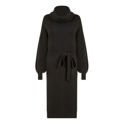 рокля,дамски,поли,и,рокли,дамски,плетени,дрехи,yumi,yumi,black,roll,neck,jumper,dress,with,belt,black