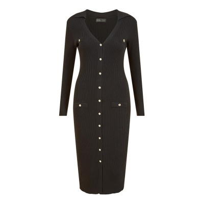 рокля,дамски,поли,и,рокли,дамски,плетени,дрехи,mela,london,mela,london,black,knitted,fitted,midi,dress,black
