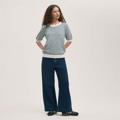 плетена,блуза,дамски,плетени,дрехи,дамски,топове,finery,women's,rita,knitted,top,blue,stripe