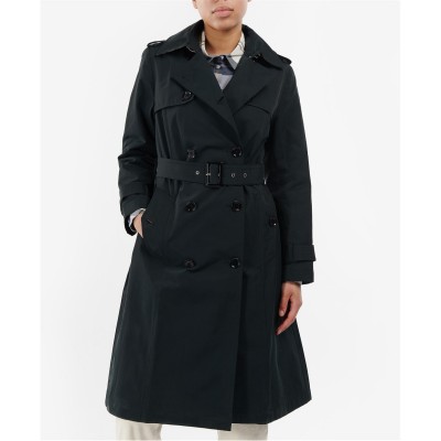 дамски,якета,и,палта,barbour,women's,beal,water,resistant,cotton,slim,fit,trench,coat,black