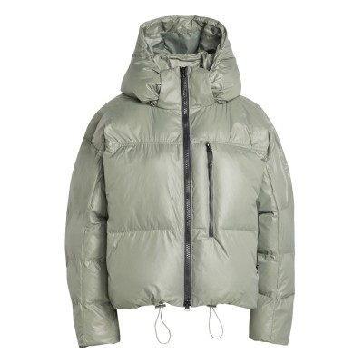 яке,дамски,якета,и,палта,adidas,by,stella,mccartney,women's,truenature,wind,resistant,synthetic,fill,long,sleeve,short,puffer,jacket,stone,green