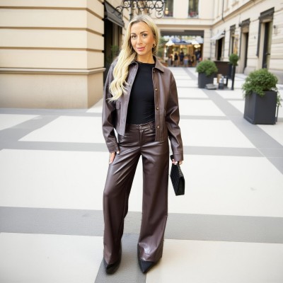 дамски,якета,и,палта,ax,paris,ax,faux,leather,butt,ld99,chocolate