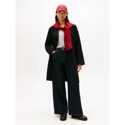 дамски,якета,и,палта,tommy,hilfiger,women's,belted,double,breasted,tailored,fit,overcoat,black