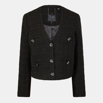 дамско,яке,ted,baker,women,s,rose,button,cropped,hybrid,jacket,black