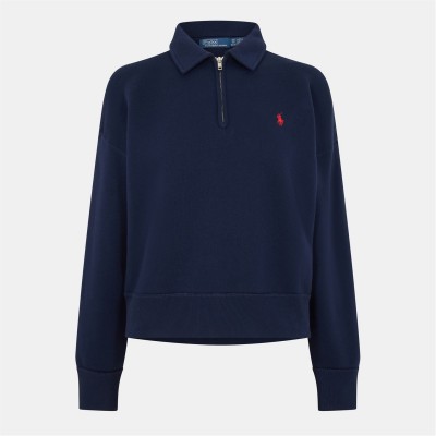 дамски,горнища,с,качулка,дамски,ежедневни,облекла,polo,ralph,lauren,women's,quarter,zip,fleece,cruise,navy