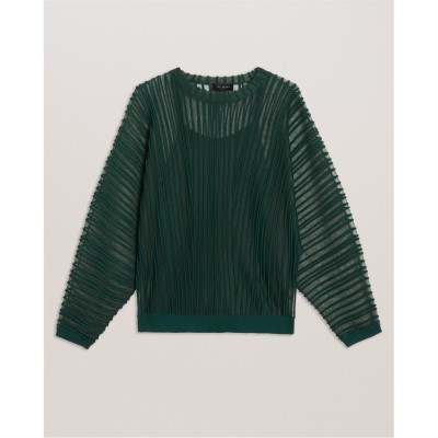 пуловер,дамски,плетени,дрехи,дамски,топове,ted,baker,ted,stripe,jumper,ld54,dk,green