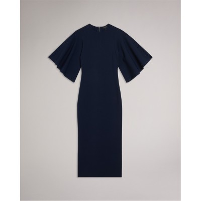 рокля,дамски,поли,и,рокли,дамски,плетени,дрехи,ted,baker,flute,midaxi,dress,navy