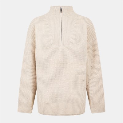 пуловер,дамски,плетени,дрехи,дамски,облекла,размер,jack,wills,high,neck,zip,knitted,jumper,stone