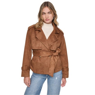 дамски,якета,и,палта,dkny,faux,suede,short,trench,burnt,sugar