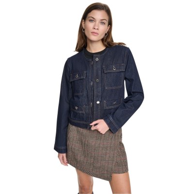 яке,дамски,якета,и,палта,dkny,mix,media,denim,jacket,houndstooth