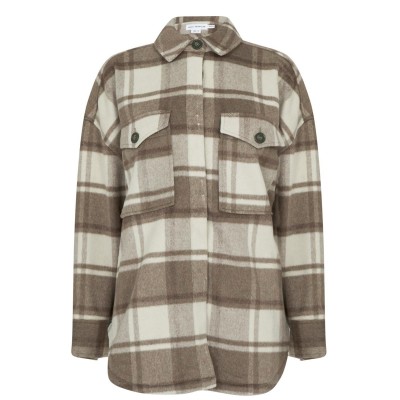 риза,с,дълъг,ръкав,дамски,якета,и,палта,good,american,women's,plaid,long,sleeve,overshirt,olive,plaid