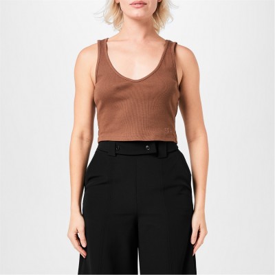 дамски,топове,french,connection,fcuk,rib,top,cocoa,brown