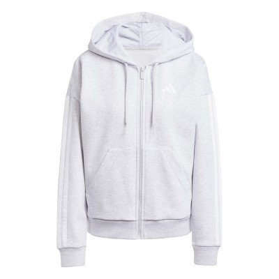 дамски,суичър,дамски,горнища,с,качулка,adidas,essentials,3,stripe,zip,track,hoodie,womens,grey
