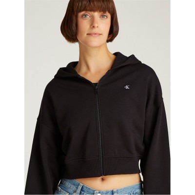 дамски,горнища,с,качулка,дамски,ежедневни,облекла,calvin,klein,jeans,ck,embro,badge,zip,through,ck,black