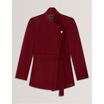 дамски,якета,и,палта,ted,baker,women's,short,belted,overcoat,maroon