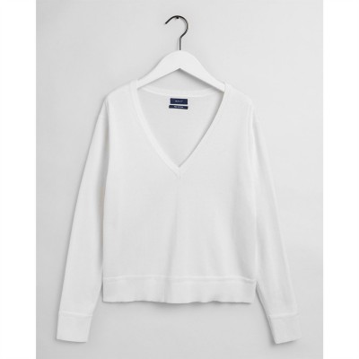 блуза,дамски,плетени,дрехи,gant,gant,v,neck,cotton,knitted,sweater,113,eggshell