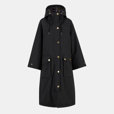 дамски,якета,и,палта,barbour,women,s,dena,showerproof,hooded,long,sleeve,full,zip,rain,anorak,black,classic
