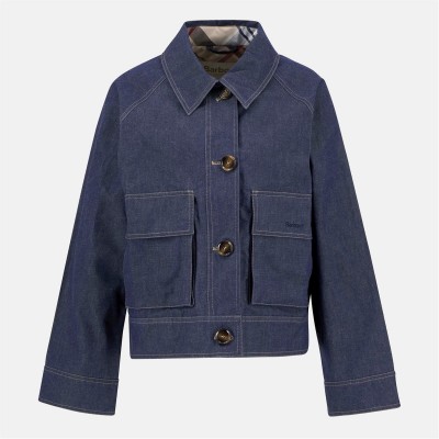 дамски,якета,и,палта,barbour,women's,demi,cotton,long,sleeve,rain,anorak,indigo,tartan