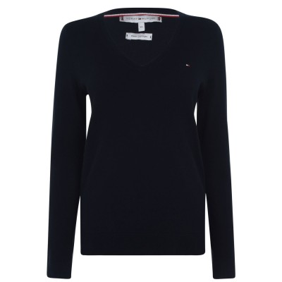 блуза,дамски,плетени,дрехи,tommy,hilfiger,heritage,v,neck,sweater,core,navy,403