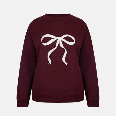 промоция,на,зимни,облекла,дамски,блузи,miso,graphic,crew,ld54,burgundy,bow