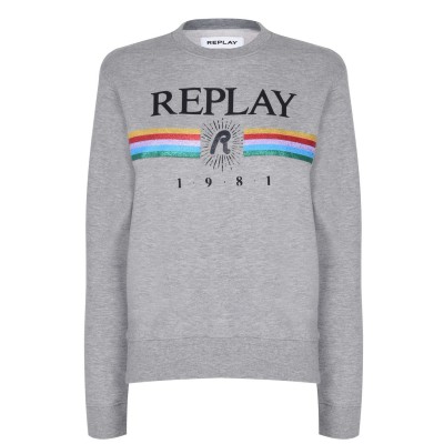 блуза,дамски,горнища,с,качулка,дамски,ежедневни,облекла,replay,rainbow,sweatshirt,grey,marl,m02