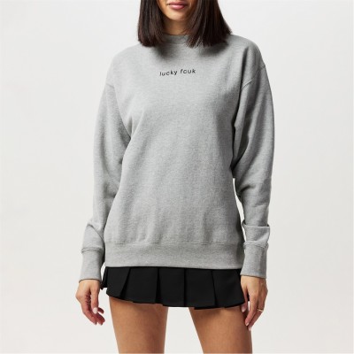 блуза,дамски,горнища,с,качулка,fcuk,women's,slogan,crew,neck,sweatshirt,lucky,fcuk