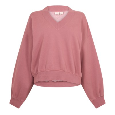 дамска,поларена,блуза,дамски,ежедневни,облекла,levis,women,s,v,neck,fleece,crew,sweatshirt,crushed,berry