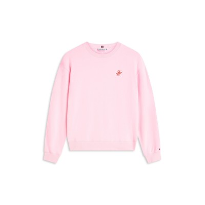 дамска,блуза,дамски,ежедневни,облекла,tommy,hilfiger,women,s,script,crew,sweatshirt,classic,pink