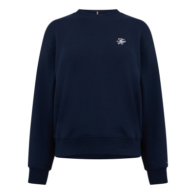 блуза,дамски,горнища,с,качулка,дамски,ежедневни,облекла,tommy,hilfiger,women's,script,crew,sweatshirt,dark,n,navy
