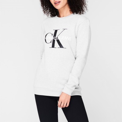 блуза,дамски,пижами,дамски,блузи,calvin,klein,jeans,sweatshirt,grey,heather