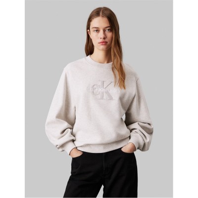 дамски,горнища,с,качулка,дамски,ежедневни,облекла,calvin,klein,jeans,calvin,klein,jeans,chenille,monologo,crewneck,ivory,grey,hthr
