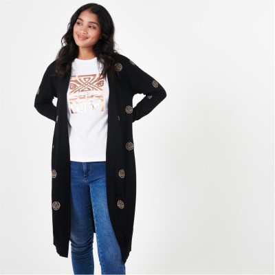 жилетка,дамски,плетени,дрехи,biba,biba,logo,embroidered,cardigan,black,gold