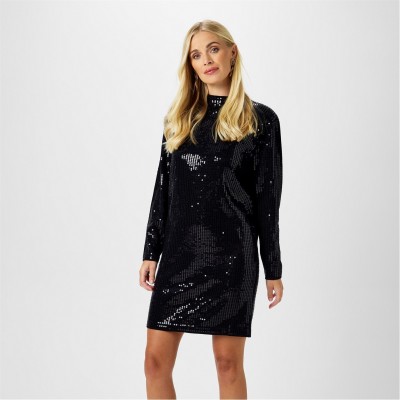 туника,дамски,поли,и,рокли,дамски,плетени,дрехи,biba,biba,sequin,tunic,dress,black
