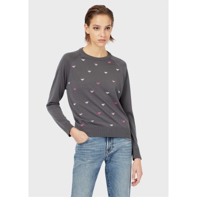 блуза,дамски,горнища,с,качулка,дамски,ежедневни,облекла,emporio,armani,eagle,knit,sweater,grey