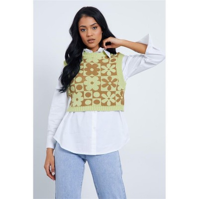 дамски,плетени,дрехи,i,saw,it,first,isawitfirst,flower,jacquard,cropped,knitted,vest,green