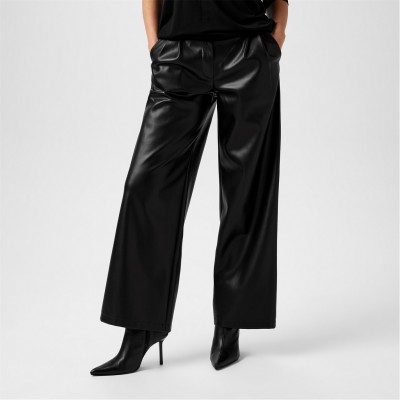 панталони,дамски,чорапогащи,и,клинове,biba,biba,pu,wide,leg,trousers,black