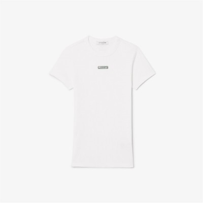 тениска,дамски,топове,lacoste,women's,slim,fit,short,sleeve,t,shirt,white