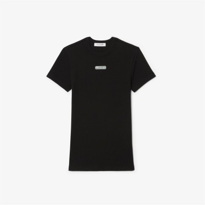 тениска,дамски,топове,lacoste,women's,slim,fit,short,sleeve,t,shirt,black