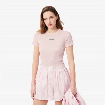 тениска,дамски,топове,lacoste,women's,slim,fit,short,sleeve,t,shirt,nidus,pink