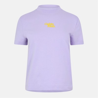 тениска,дамски,топове,calvin,klein,jeans,women's,short,sleeve,flocked,logo,cotton,t,shirt,languid,lavendr