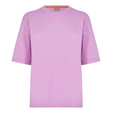 тениска,дамски,топове,boss,women's,shiny,logo,t,shirt,with,centre,logo,light,pink,680