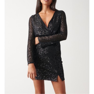 рокля,дамски,поли,и,рокли,pretty,lavish,dulcie,sequin,mini,dress,black
