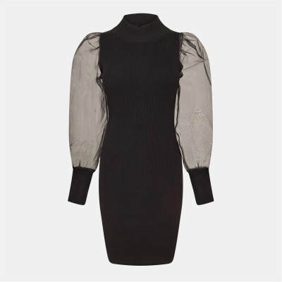 рокля,дамски,поли,и,рокли,дамски,плетени,дрехи,french,connection,women's,krista,long,sleeve,jumper,dress,01,blackout